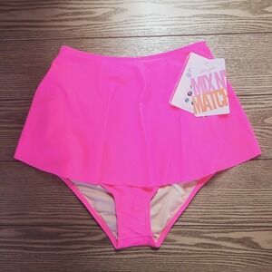 NEW Kortni Jeane Skirted Swim Bottom Bright Pink Girls 12/13 Modest Y2K Beach‎